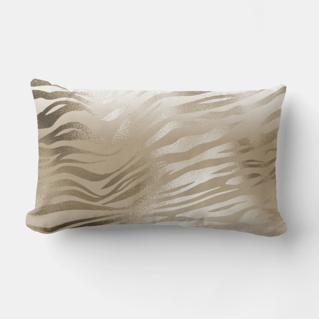 Gold Zebra & Leopard Print Ombre    Lumbar Pillow (Front)
