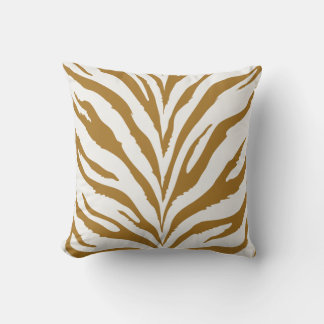 Gold Zebra Pattern Throw Pillow