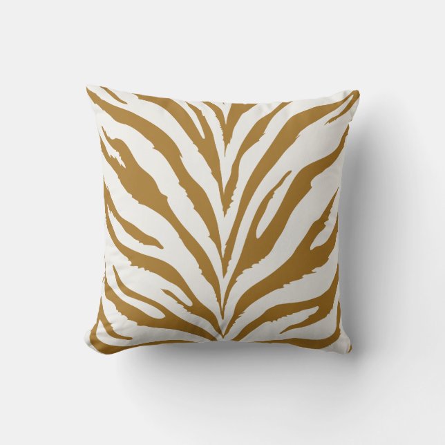 Gold Zebra Pattern Throw Pillow (Front)