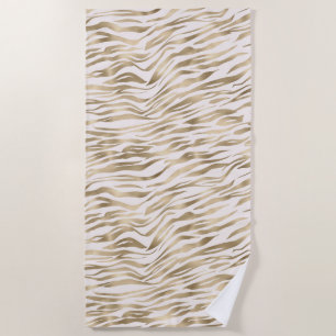 Gold Zebra Print Beach Towel