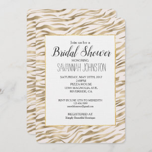 Gold Zebra Print Bridal Shower Invitation