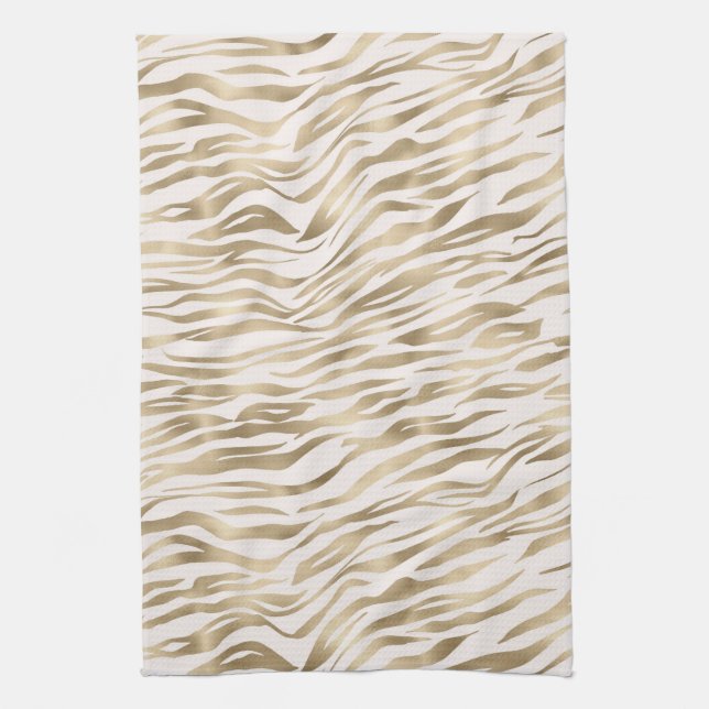 Gold Zebra Print Kitchen Towel (Vertical)