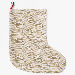Gold Zebra Print Large Christmas Stocking
