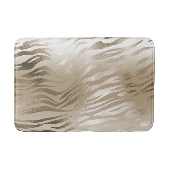 Gold Zebra Print Ombre        Bath Mat (Front)