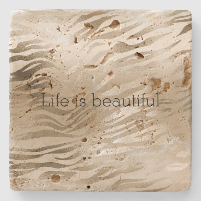 Gold Zebra Print Ombre      Stone Coaster (Front)