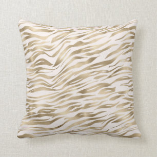 Gold Zebra Print Throw Pillow