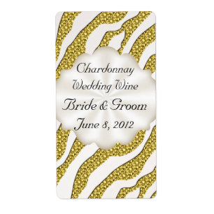 Gold Zebra Stripes  Wedding Wine Avery Label
