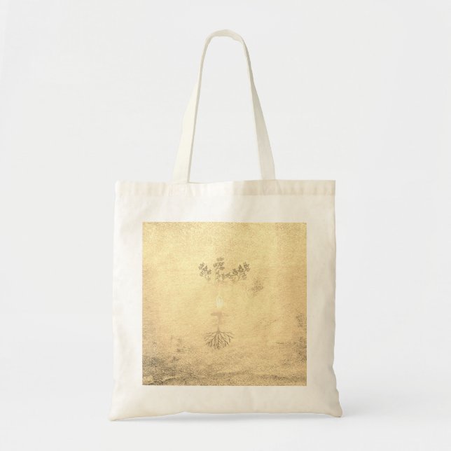 Gold Zen Tree ,Silhouette,Holistic Health Wellness Tote Bag (Front)