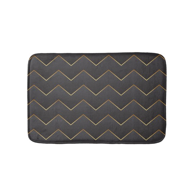 Gold Zig Zag Chevron Pattern Bath Mat (Front)