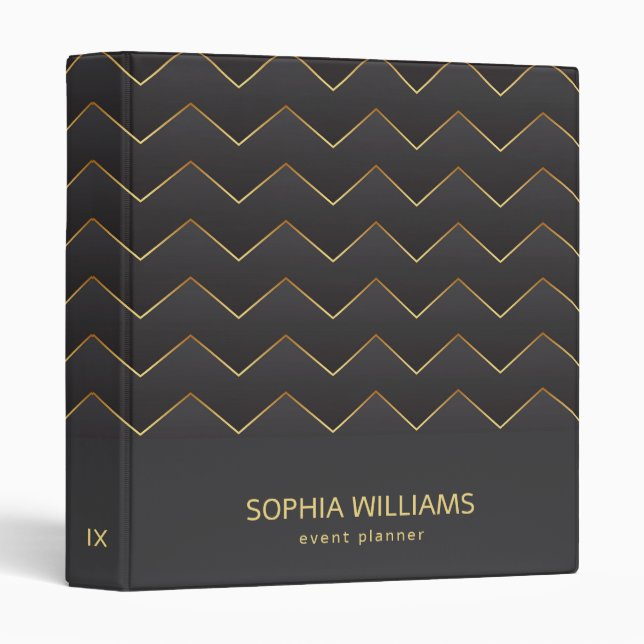 Gold Zig Zag Chevron Pattern Binder (Front/Spine)