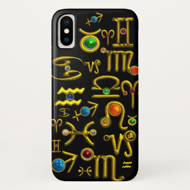 GOLD ZODIAC BIRTHDAY JEWELS,GEMSTONES,ASTROLOGY Case-Mate iPhone CASE (Back)