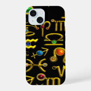 GOLD ZODIAC BIRTHDAY JEWELS,GEMSTONES,ASTROLOGY iPhone 15 CASE