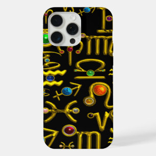 GOLD ZODIAC BIRTHDAY JEWELS,GEMSTONES,ASTROLOGY iPhone 15 PRO MAX CASE