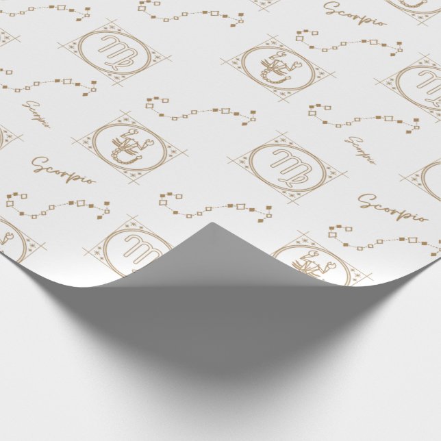 Gold Zodiac Pattern: Scorpio Wrapping Paper (Corner)