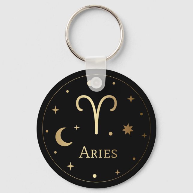 Gold Zodiac Sign/Aries Keychain (Front)
