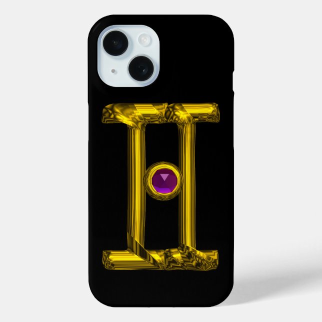 GOLD ZODIAC SIGN GEMINI Purple Alexandrite Case-Mate iPhone Case (Back)