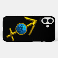 GOLD ZODIAC SIGN SAGITTARIUS, Blue Turquoise,Black