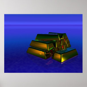 Goldbars on Purple background Poster