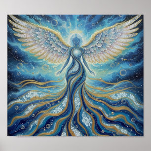 GoldBlueMysticAngel Poster