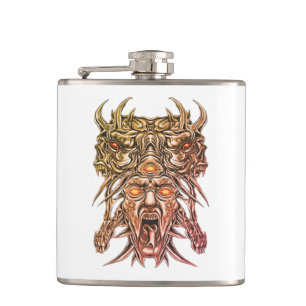 GoldDemon Face  Hip Flask