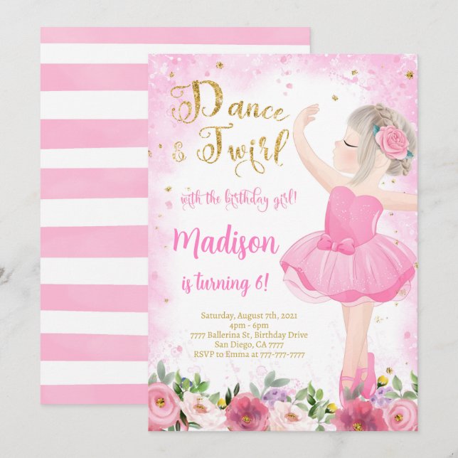 Golded Ballerina Invitation  (Front/Back)