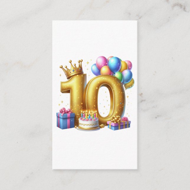 Golden 10th Birthday Enclosure Card (Front)