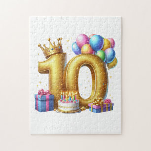 Golden 10th Birthday Jigsaw Puzzle