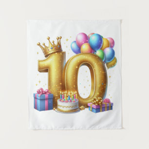 Golden 10th Birthday Tapestry
