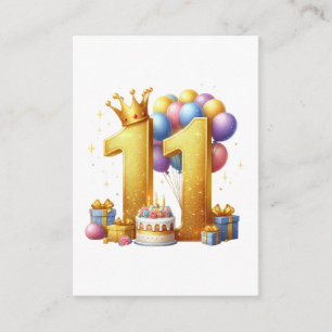 Golden 11th Birthday Enclosure Card