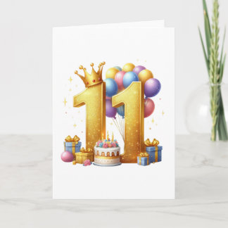 Golden 11th Birthday Thank You Card