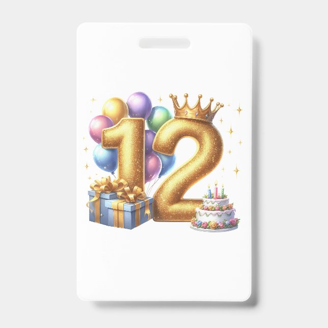 Golden 12th Birthday Badge (Front)