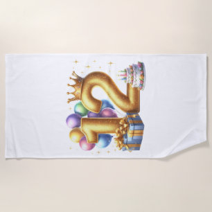 Golden 12th Birthday Beach Towel