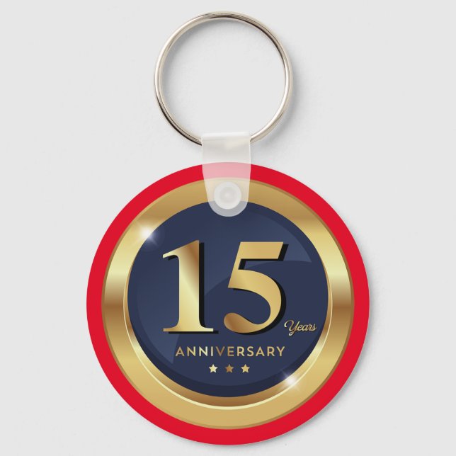 Golden 15th Anniversary  Keychain (Front)