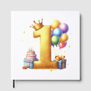 Golden 1st Birthday Guest Book
