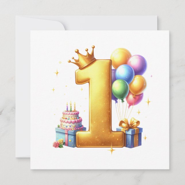 Golden 1st Birthday Invitation (Front)