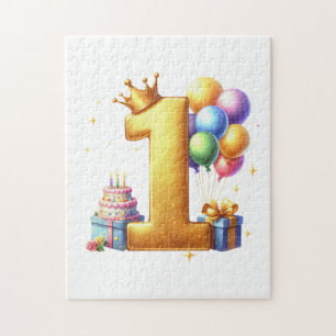 Golden 1st Birthday Jigsaw Puzzle