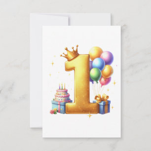 Golden 1st Birthday RSVP Card