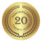 Golden 20th Anniversary with laurel wreath