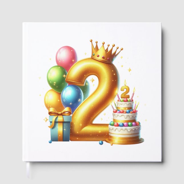 Golden 2nd Birthday Guest Book (Front)
