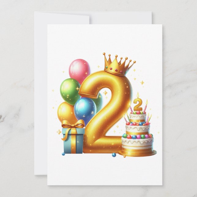 Golden 2nd Birthday Invitation (Front)