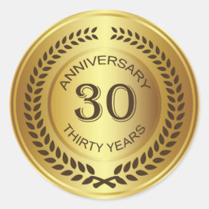 Golden 30th Anniversary with laurel wreath Sticker