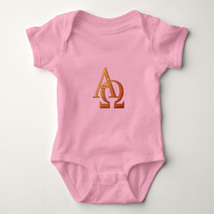 Golden "3-D" Alpha and Omega Symbol Baby Bodysuit