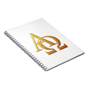 Golden "3-D" Alpha and Omega Symbol Notebook