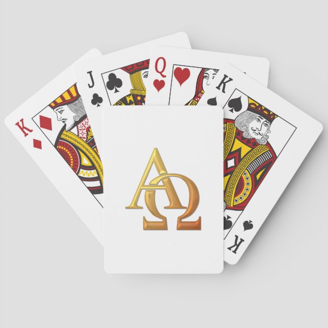 Golden "3-D" Alpha and Omega Symbol Playing Cards (Back)
