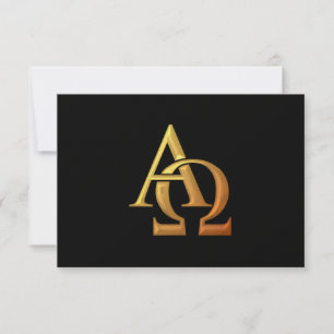 Golden "3-D" Alpha and Omega Symbol RSVP Card