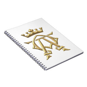 Golden "3-D" Alpha and Omega w/Crown Symbol Notebook