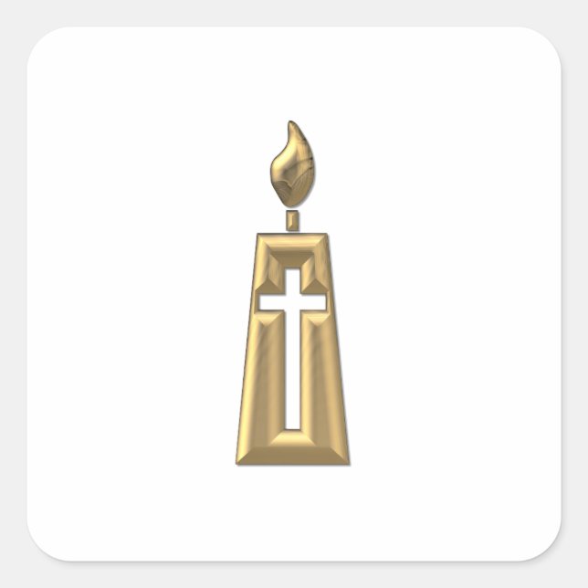 Golden "3-D" Candle Square Sticker (Front)