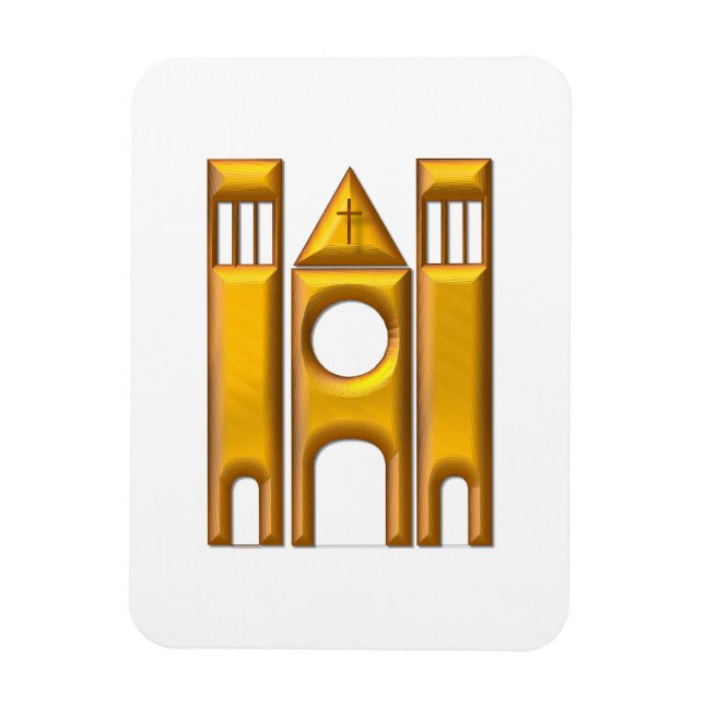 Golden "3-D" Cathedral 2 Magnet (Vertical)