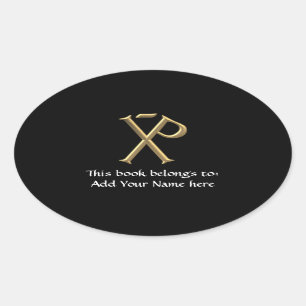 Golden "3-D" Chi-Rho 3 Oval Sticker