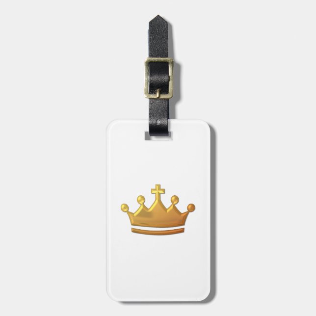 Golden "3-D" Crown Luggage Tag (Front Vertical)